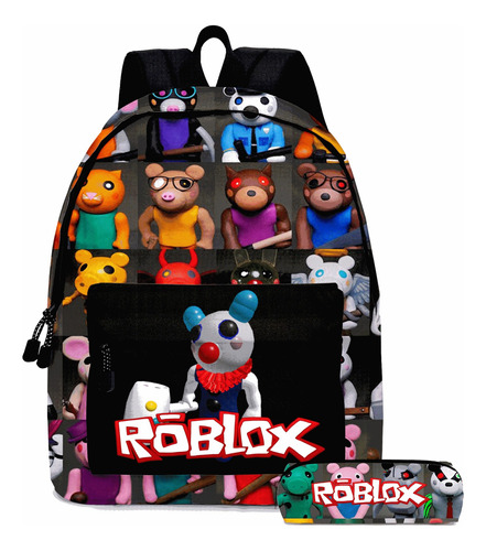 2pcs/set Roblox Piggy Mochila Escolar Lápices Bolsa #002