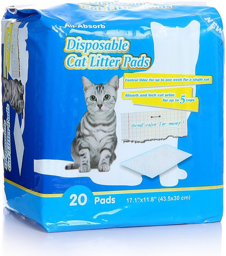 Pañales Tapetes De Entrenamiento Para Gato 20pzs 40x27 Cm 