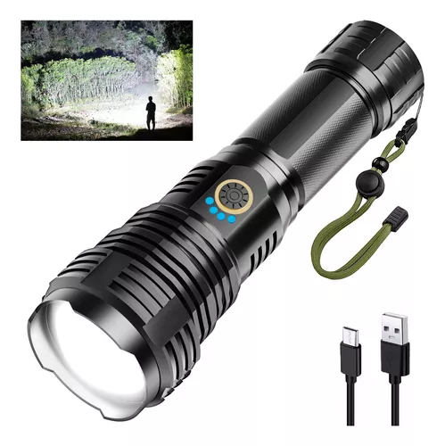 Paquete de 2 linternas LED - Luz de camping recargable por USB de alta  potencia