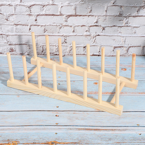 Juego De 2 Estantes De Madera Maciza Para Platos Y Utensilio