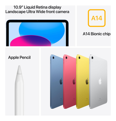 Tablet Apple iPad 10ª Generación, 256 Gb, 10,9 Pulgadas, Wi-