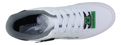 Tenis Niño Minecraft Explosion Creeper Mi3070 Blanco 22-25