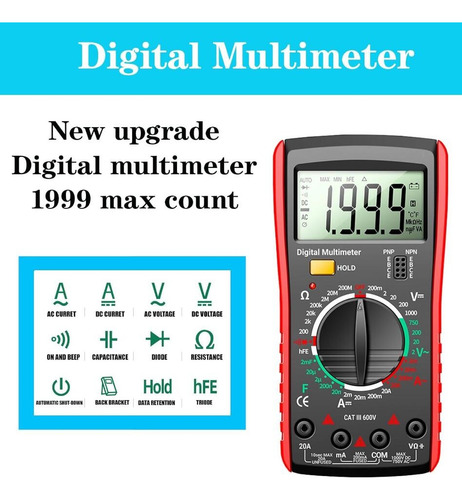 Multimetro Digital Voltimetro Professional Lcd Portátilac/dc