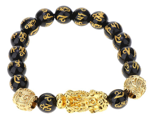 Pulsera De Xiu Oro Regalo De Pulsera De Obsidiana 10mm