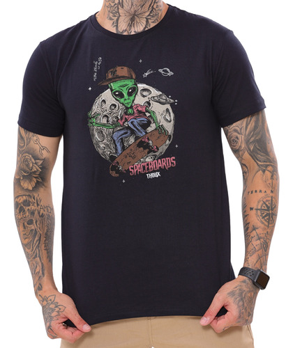 Camiseta Masculina Thoux Alien Skate 100% Algodão Plus Size