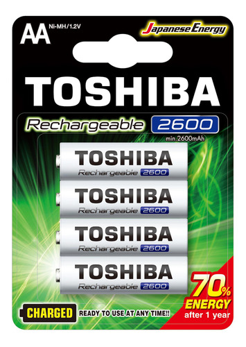 Pilha Recarregavel Aa Toshiba 2600mah Com 4 Unid. - Tnh6gae