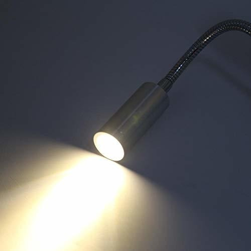 Warm White -1W FTVOGUE Luz de Trabajo de Lectura montada en la Pared con Cuello de Cisne Flexible 3500k l/ámpara Blanca//c/álida con led de Cama AC85-265V 1W // 3W
