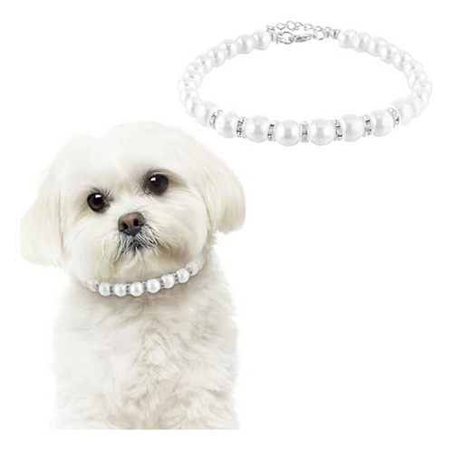 Collar Perlas Para Mascotas, Ajustable. Compatible Con Perro