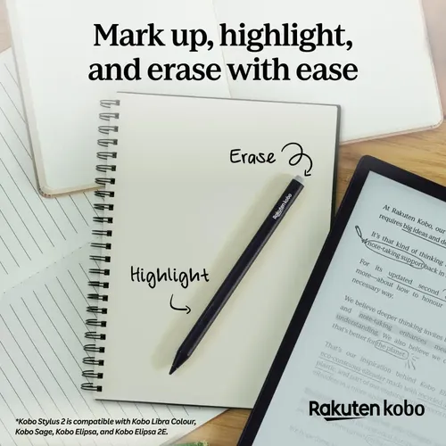 Caneta Kobo Stylus 2 Mark Up, Write Notes Recarregável Usb-c