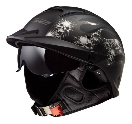 Casco Abierto Ls2 Hh590 Certificado Dot Rebellion Bones