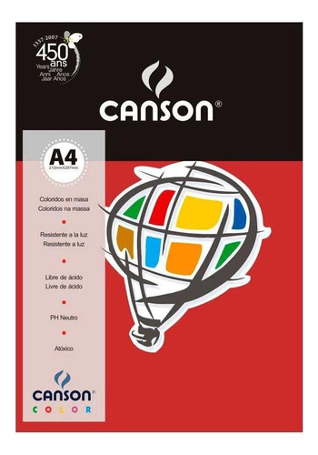 Papel Canson A4 10 Folhas Cor Vermelho Escuro - Canson