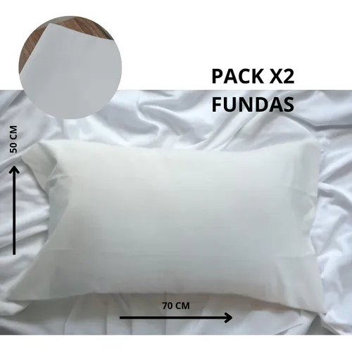 Pack X2 Fundas De Almohadas 50x70 Percal Lisas 180 Hilos