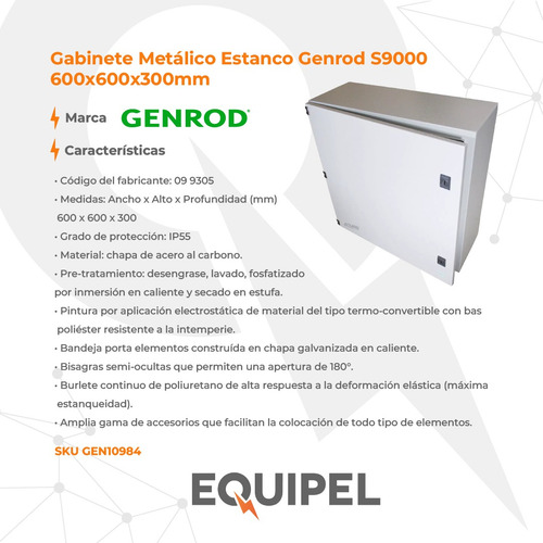 Gabinete Metálico Estanco Genrod S9000 - 600x600x300mm