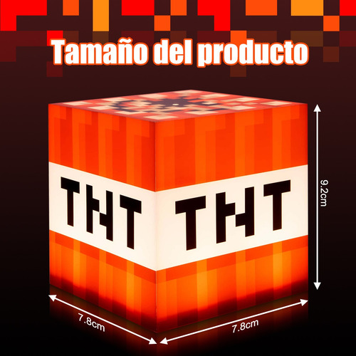 Lámpara Minecraft Tnt Decorativo Recargable Led Luz Nocturna