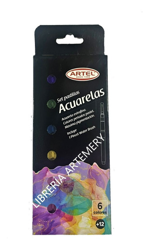 Acuarela Artel 6 Pastillas Incluye Pincel De Agua