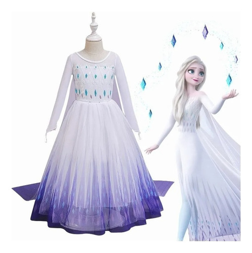 Vestido De Fiesta O Cumpleaños, Diseño Elsa De Frozen 2 .