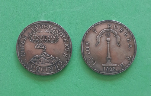 Moneda Conmemorativa Histórica Chilena Peso De Coquimbo 1828