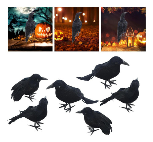 H 6x Simulación S De Halloween Pájaros Prop Modelo Animal