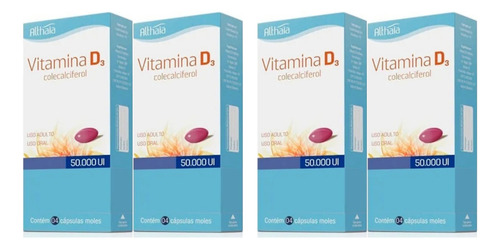 Kit Com 4 Vitamina D3 50.000 Ui Com 4 Cápsulas