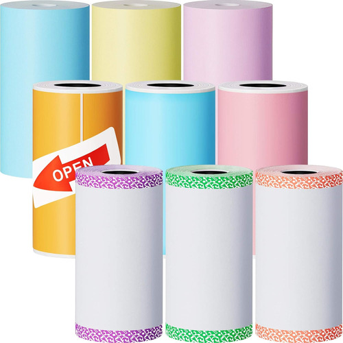 9 Rollos De Papel Térmico Impresora Mini, Rollo De Pap...