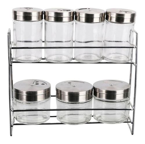 Especieros Mainstays Vidrio Con Rack De Metal 7 Piezas