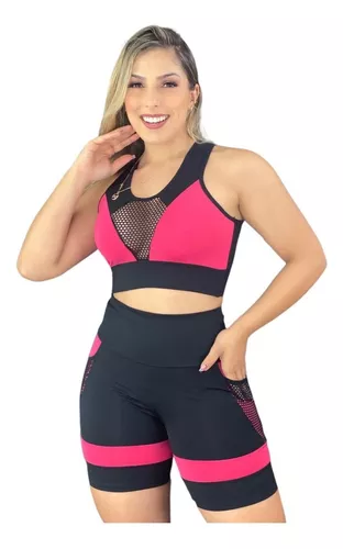 2/3/4 Conjuntos Fitness Feminino Top + Short+legging Roupas Academia Roupas  Femininas Com Frete Gratis Conjunto Academia Feminino Treino Em Casa Treino  Caminhada