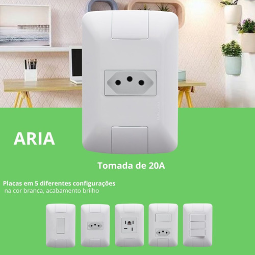 Tomada Padrão 4x2 20a Aria Tramontina Branco