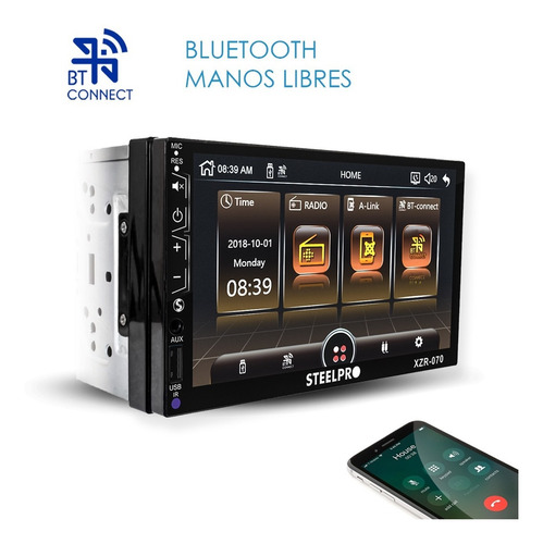 Imagen 2 de 8 de Autoestereo Pantalla Tactil 7 Mirror Link Bluetooth Steelpro