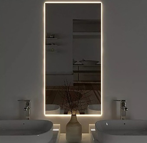 Espelho Retangular Iluminado Led 70 X 70 Lapidado Banheiro Moldura Led Quente 220v