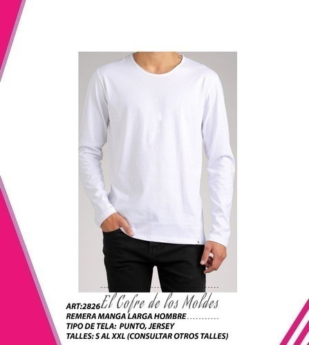 Molde  Camiseta Manga Larga Hombre Pack De 5 Talles!