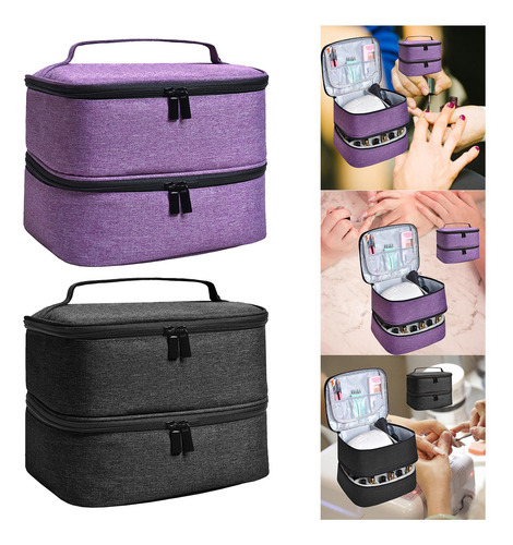 Bolsa Organizadora De Esmalte De Uñas De Doble Capa Bolsa