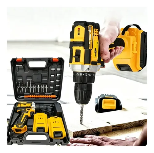 Parafusadeira Furadeira Sem Fio VLX 48V, Kit Completo Com 2 Baterias e Maleta