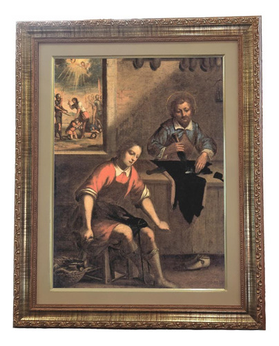 Quadro São Crispim E Crispiniano, Mod.1, Tam53x43cm. Angelus Dourado