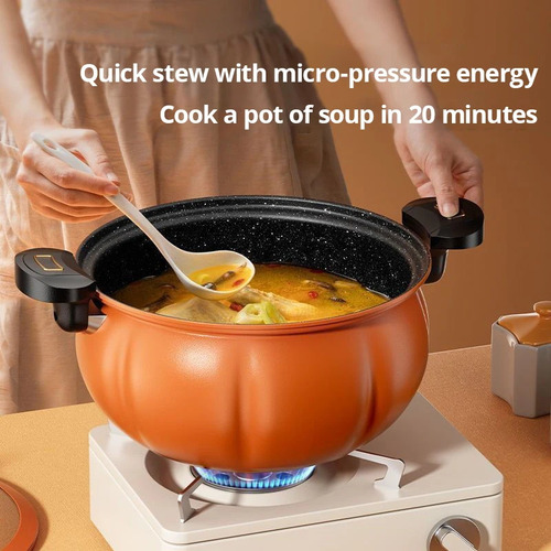 Olla Micropresurizada De Calabaza Naranja De 5 Litros, Nueva
