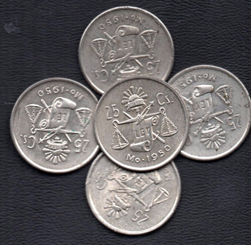 Imagen 1 de 3 de Moneda Mexicana Plata Veinticinco Centavos Balanza      P19