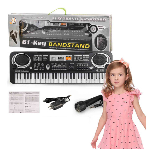 Instrumento: Teclado Infantil, Micrófono Musical Usb 61tec .