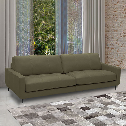 Sofá Isaac 3 Lugares 210cm Couro Fendi