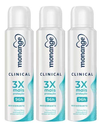 Desodorante Aero Monange Clinical Revigorante - Kit C/3un