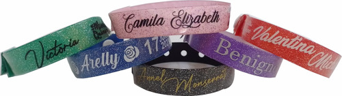 Pulsera Glitter Diamantina Xv Años, 250 Pzas Personalizados