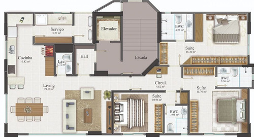 Imagem 8 de 10 de Lançamento - Apartamento 3 Suítes Com 3 Vagas De Garagem - Região Central - 1718_1