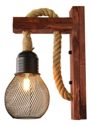 Aplique Muro Exterior Madera Vintage Rustica Farol Retro Sog