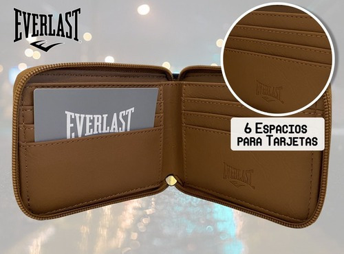 Imagen 6 de 7 de Billetera Hombre Everlast Cierre Espacio Comoda Cuero Eco