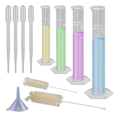 Paquete De 4 Cilindros Degradados De Plástico, Con 4 Pipetas