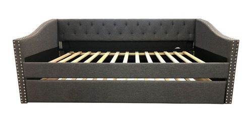 Imagen 4 de 5 de Cama Canguro Individual, Daybed Color Gris Con Estoperoles