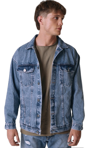 Campera De Jeans Rigida De Corte Oversize