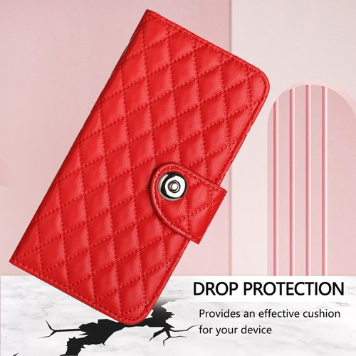 Funda De Flip Con Textura Romboidal Para Samsung, Con Correa