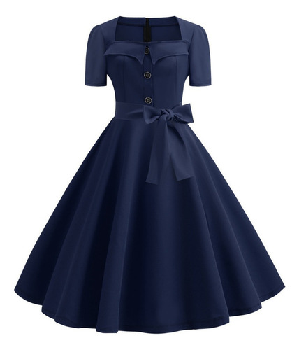 Vestido Mujer A Line Flare Vestido Vintage Bowknot Prom Sw 2