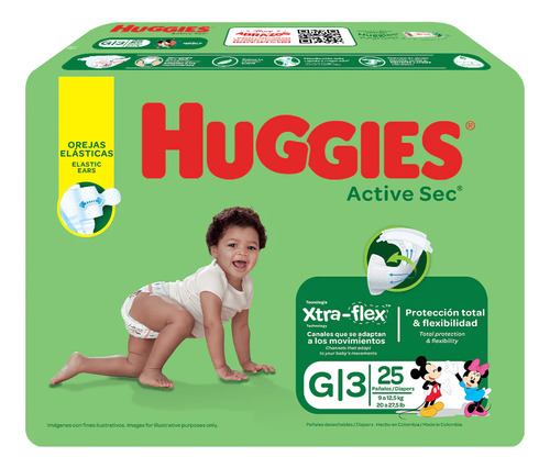 Pañal Huggies Etapa 3 Active Sec 25 Unidades