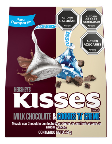 Chocolates Kisses Milk Y Cookies And Creme Hershey's 74g 