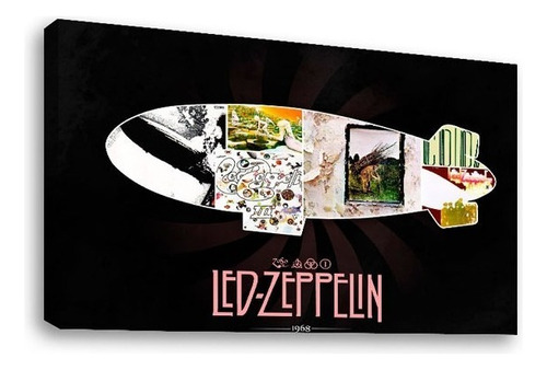 Cuadro Decorativo Canvas Moderno Led Zeppelin Color Natural Armazón Natural